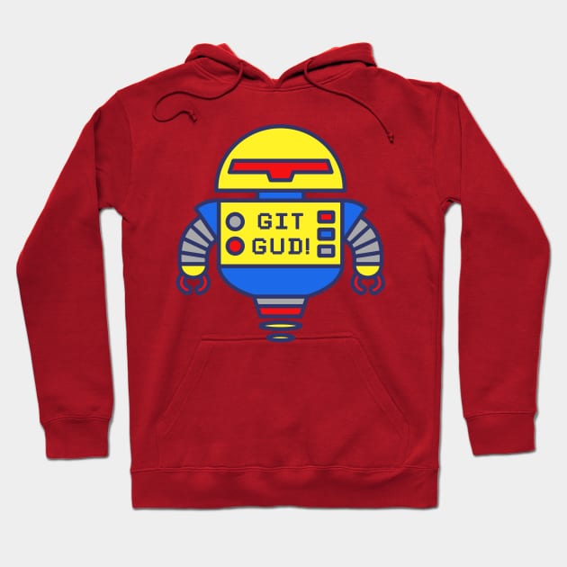 GIT GUD primary robot Hoodie by Red_Flare_Art